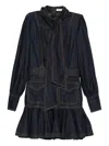 Zimmermann Tie-detailed Belted Ruffled Denim Mini Dress In Blue