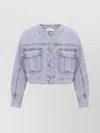 Zimmermann Short Denim Jacket Contrast Stitching In Blue