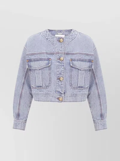 ZIMMERMANN SHORT DENIM JACKET CONTRAST STITCHING