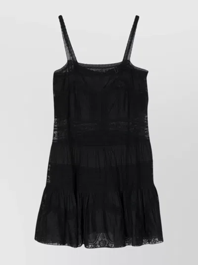 Zimmermann Halliday Cotton Lace Trim Mini Dress In Black