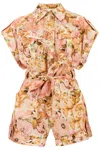 ZIMMERMANN SHORT FLORAL LINEN JUMPSUIT FOR WOMEN