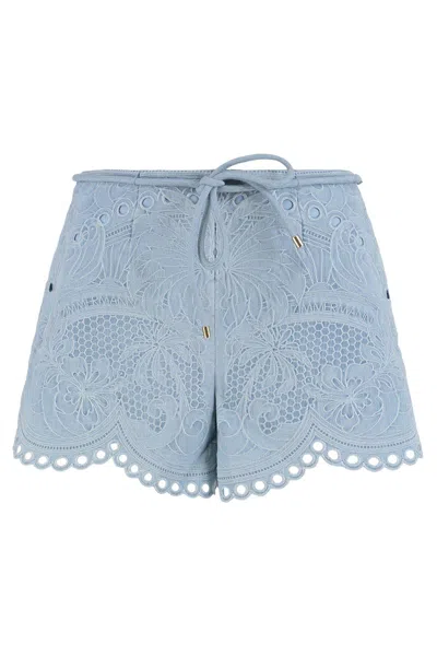 Zimmermann Short In Denim Daylight In Blue
