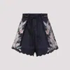Zimmermann Womens Navy Multi Paisley Rhiannon Floral Linen Shorts Xs