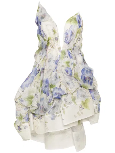 Zimmermann Natura Ruffled Silk Mini Dress In Multicolor