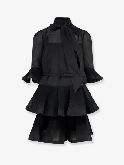 Zimmermann Short Pleated Dress In Black