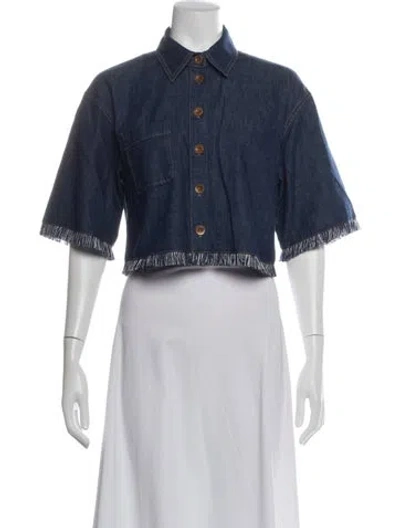 Pre-owned Zimmermann Short Sleeve Blouse In Blue