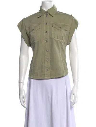 Pre-owned Zimmermann Short Sleeve Blouse In Green