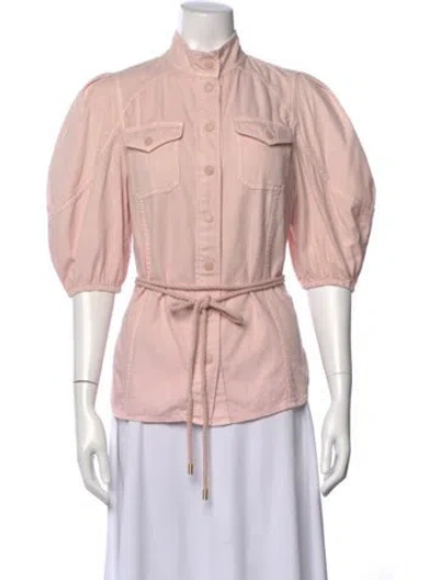 Pre-owned Zimmermann Short Sleeve Button-up Top In Pink