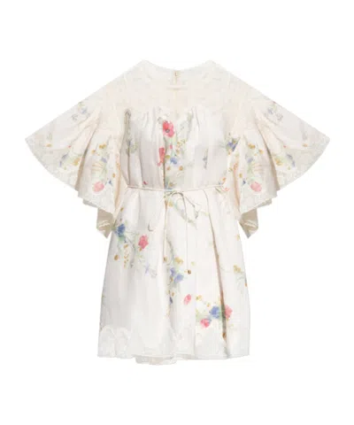 Zimmermann Short Sleeve Dress In White
