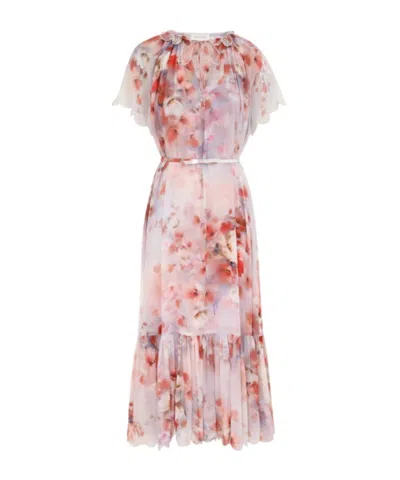 Zimmermann Flutter Midi Dress Crush In Red