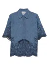 Zimmermann Short Sleeve Embroidered Top In Blue