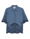 Zimmermann Short Sleeve Embroidered Top In Blue