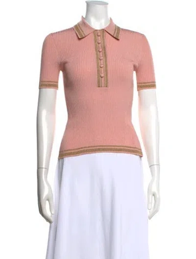 Pre-owned Zimmermann Short Sleeve Polo In Metallic/pink