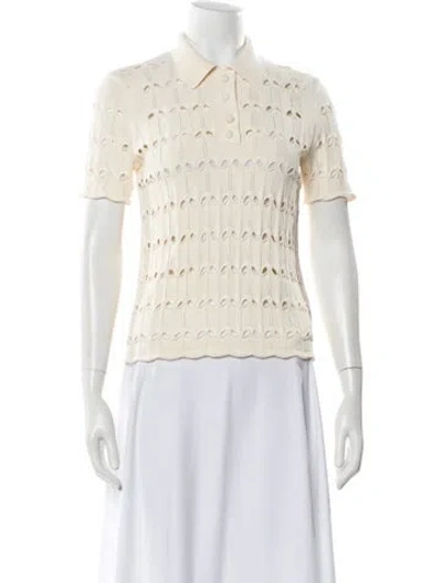 Pre-owned Zimmermann Short Sleeve Polo In White