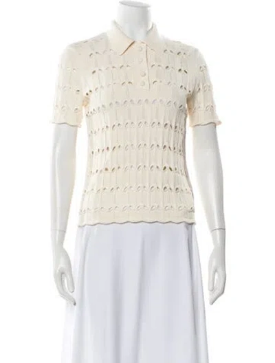 Pre-owned Zimmermann Short Sleeve Polo In White
