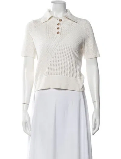 Pre-owned Zimmermann Short Sleeve Polo In White