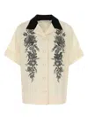 Zimmermann Floral Linen Bowling Shirt In Beige