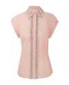Zimmermann Embellished Linen And Silk-blend Organza Shirt In Nude
