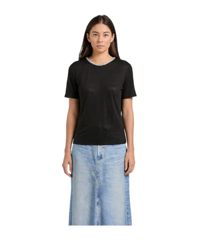 Zimmermann Embellished Neckline T-shirt Keyhole Back In Black