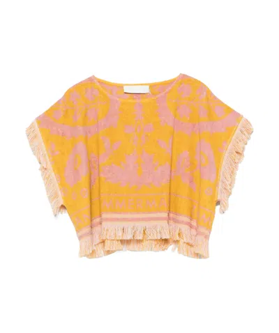 Zimmermann Wylie Towelling Crop Top In Multi