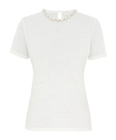 Zimmermann Illuminate Embellished Short Sleeves T-shirt In White