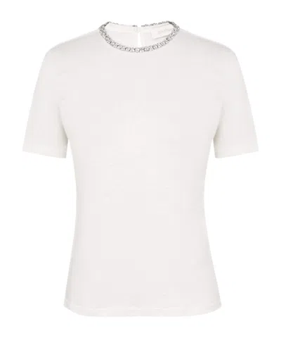 Zimmermann Illuminate Embellished Short Sleeves T-shirt In White