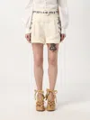 Zimmermann High Waist Floral Embroidery Belted Shorts In Weiss