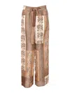 Zimmermann Lucky Brown Pants With Elastic Drawstring Waist And All-over Floral Print In Silk Woman