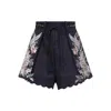 Zimmermann Womens Navy Multi Paisley Rhiannon Floral Linen Shorts Xs