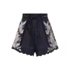 Zimmermann Womens Navy Multi Paisley Rhiannon Floral Linen Shorts Xs