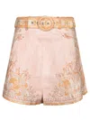 Zimmermann Acacia Linen Shorts In Pink