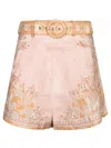 Zimmermann Acacia Linen Shorts In Pink