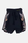 Zimmermann Womens Navy Multi Paisley Rhiannon Floral Linen Shorts Xs