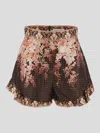 Zimmermann Womens Black Floral Illuminate Flutter Floral-print Silk And Cotton-blend Shorts Xs In Multi