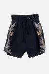 Zimmermann Womens Navy Multi Paisley Rhiannon Floral Linen Shorts Xs