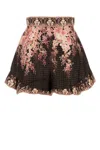 Zimmermann Womens Black Floral Illuminate Flutter Floral-print Silk And Cotton-blend Shorts Xs