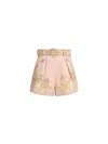 Zimmermann Acacia Linen Shorts In Pink