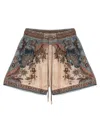Zimmermann Ascension Multicolor Shorts With Elastic Drawstring And All-over Print In Silk Woman