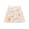 Zimmermann Crush Belted Linen-silk Shorts In Beige