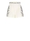 Zimmermann High Waist Floral Embroidery Belted Shorts In Neutral