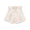 Zimmermann Eden Floral Tuck Shorts In Beige