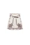 Zimmermann Womens Ivory Chocolate Ascension Embroidered Linen Shorts In Black