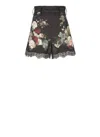 Zimmermann Belted Lace-trimmed Floral-print Silk And Cotton-blend Twill Shorts In Black