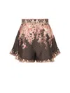 Zimmermann Womens Black Floral Illuminate Flutter Floral-print Silk And Cotton-blend Shorts Xs In Black Floral