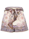 Zimmermann Womens Cream Blue Paisley Luna Scarf-tie Linen Shorts In Multi
