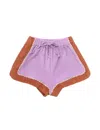 Zimmermann August Colorblocked Terry Shorts In Lilla