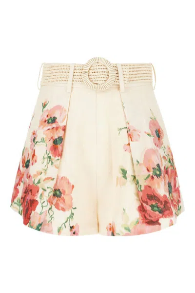 Zimmermann Shorts In Cream Red
