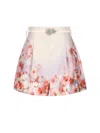 Zimmermann Crush Belted Floral-print Silk And Cotton-blend Twill Shorts In Floral