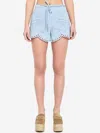 Zimmermann Daylight Scalloped Broderie Anglaise Denim Shorts In Blue