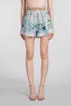 Zimmermann Shorts In Green Linen In Green Paisley
